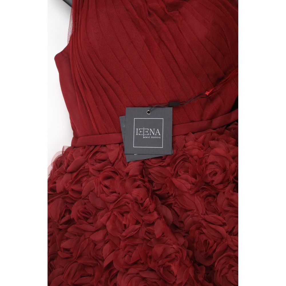 IEENA NEW Mac Duggal One Shoulder 3D Rose Cocktail Dress Wine Red 8 - Picture 7 of 8
